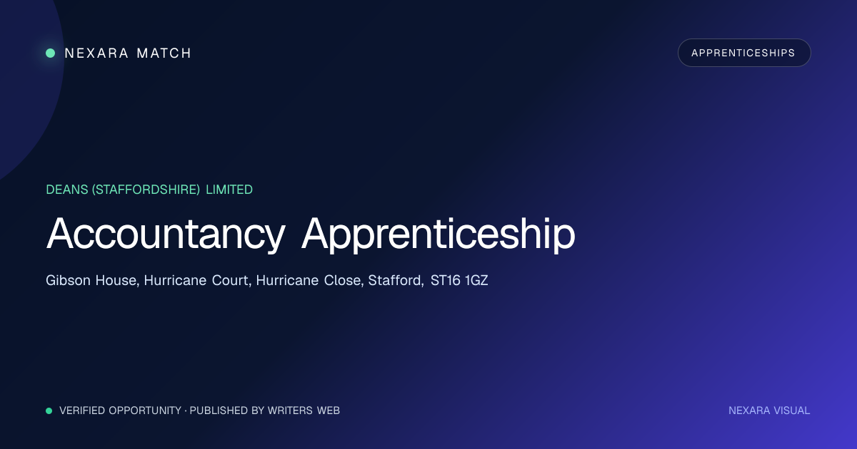 Accountancy Apprenticeship NEXARA Match opportunity visual
