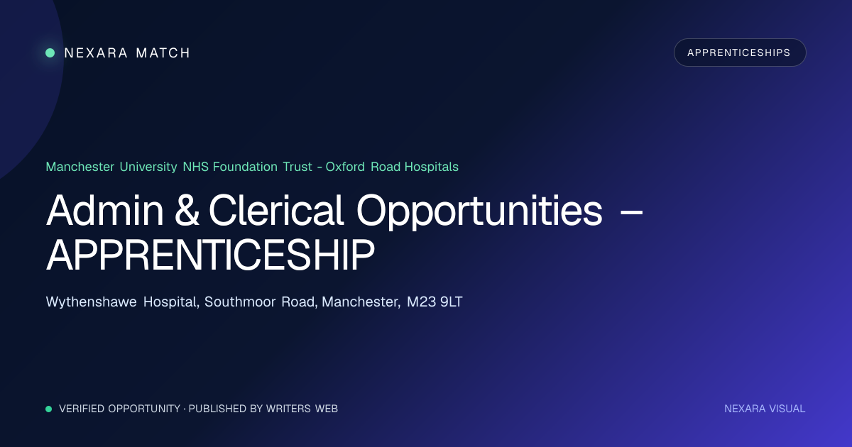 Admin & Clerical Opportunities – APPRENTICESHIP NEXARA Match opportunity visual
