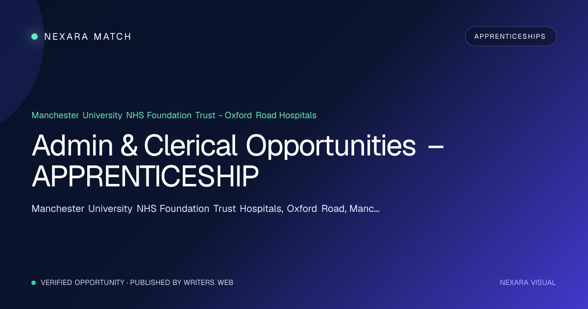 Admin & Clerical Opportunities – APPRENTICESHIP NEXARA Match opportunity visual