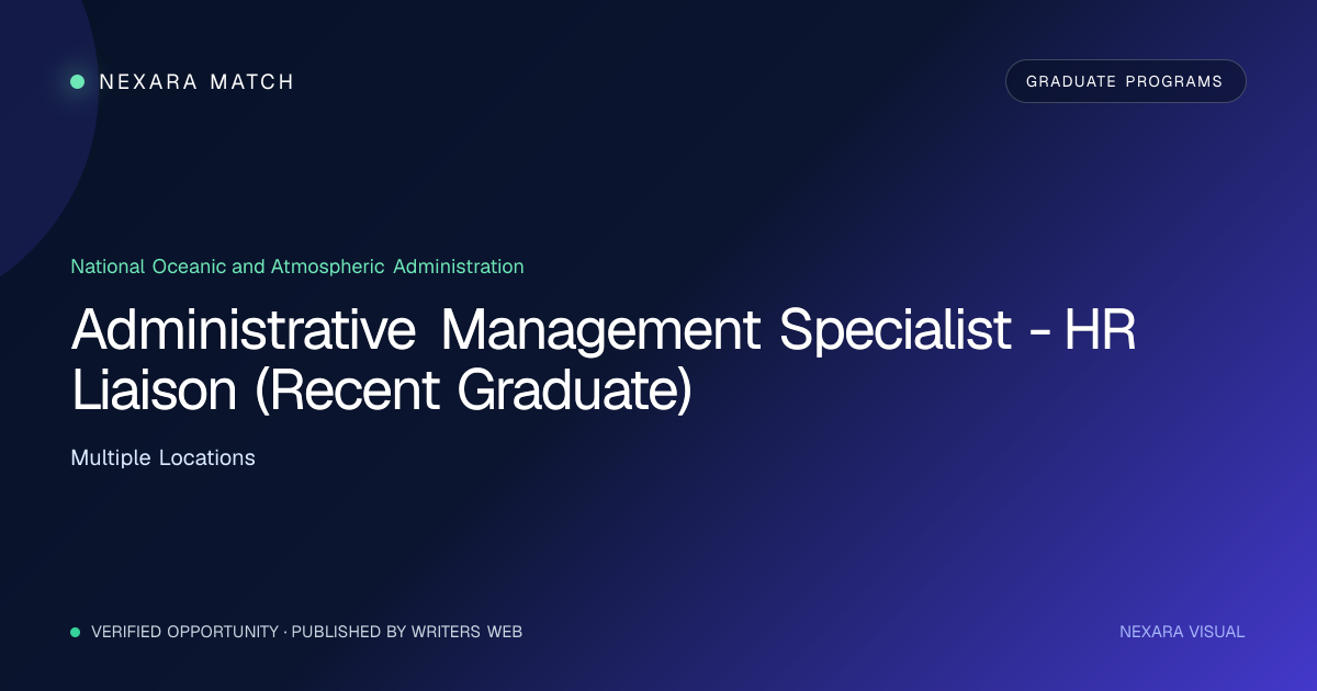 Administrative Management Specialist - HR Liaison (Recent Graduate) NEXARA Match opportunity visual