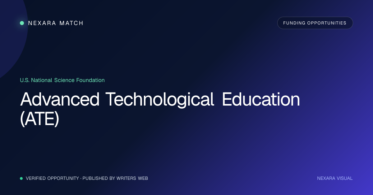 Advanced Technological Education (ATE) NEXARA Match opportunity visual
