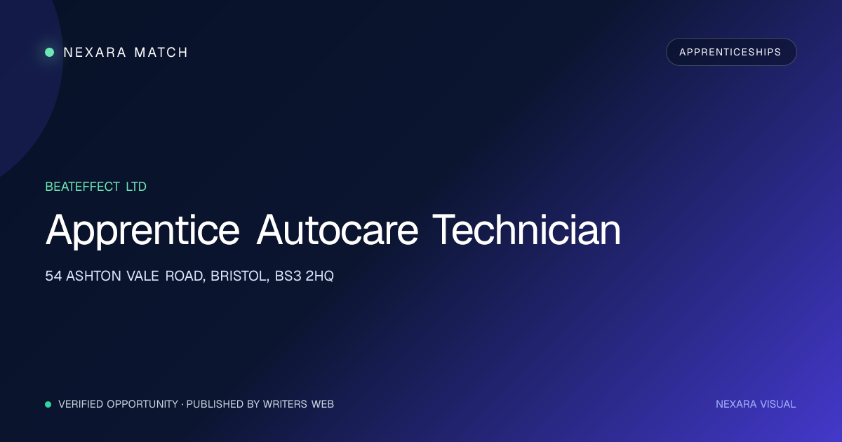 Apprentice Autocare Technician NEXARA Match opportunity visual