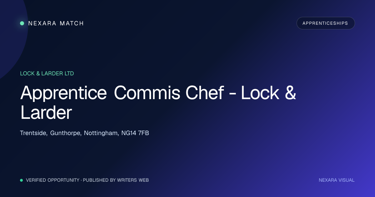 Apprentice Commis Chef - Lock & Larder NEXARA Match opportunity visual
