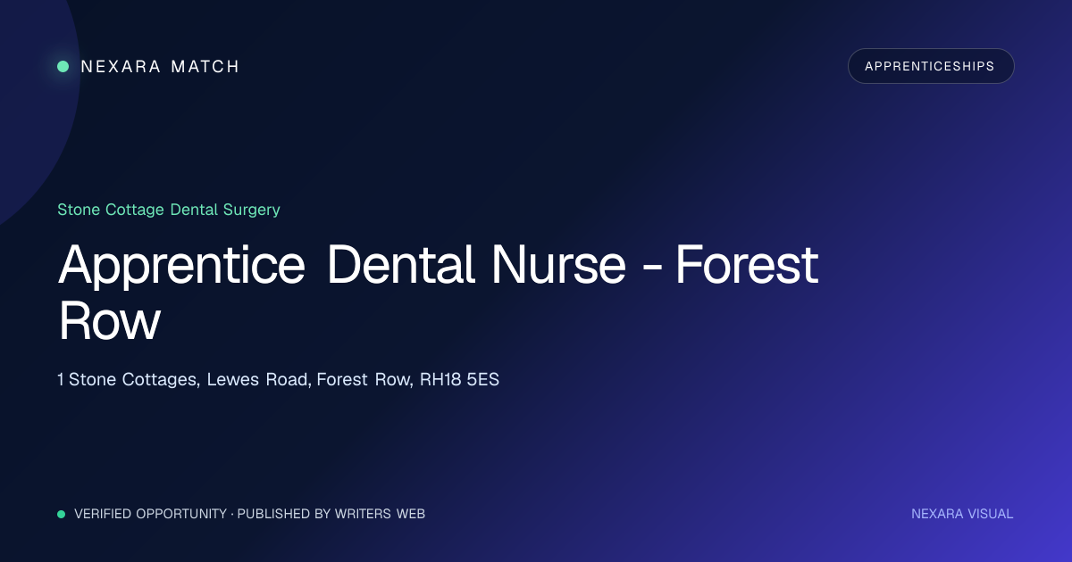Apprentice Dental Nurse - Forest Row NEXARA Match opportunity visual