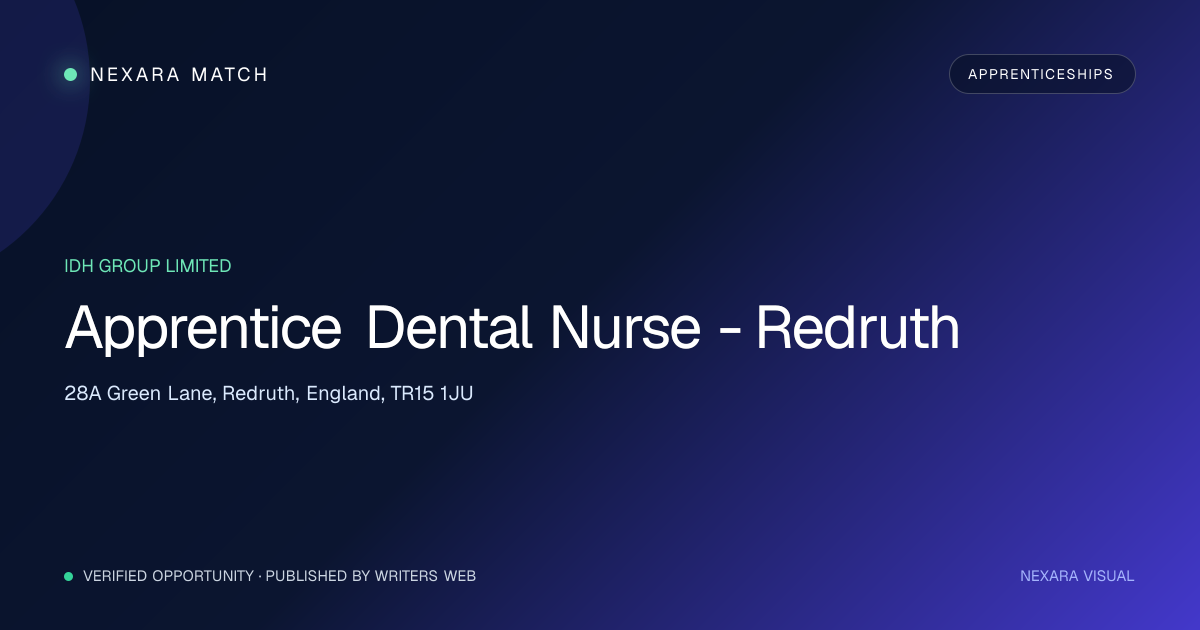 Apprentice Dental Nurse - Redruth NEXARA Match opportunity visual