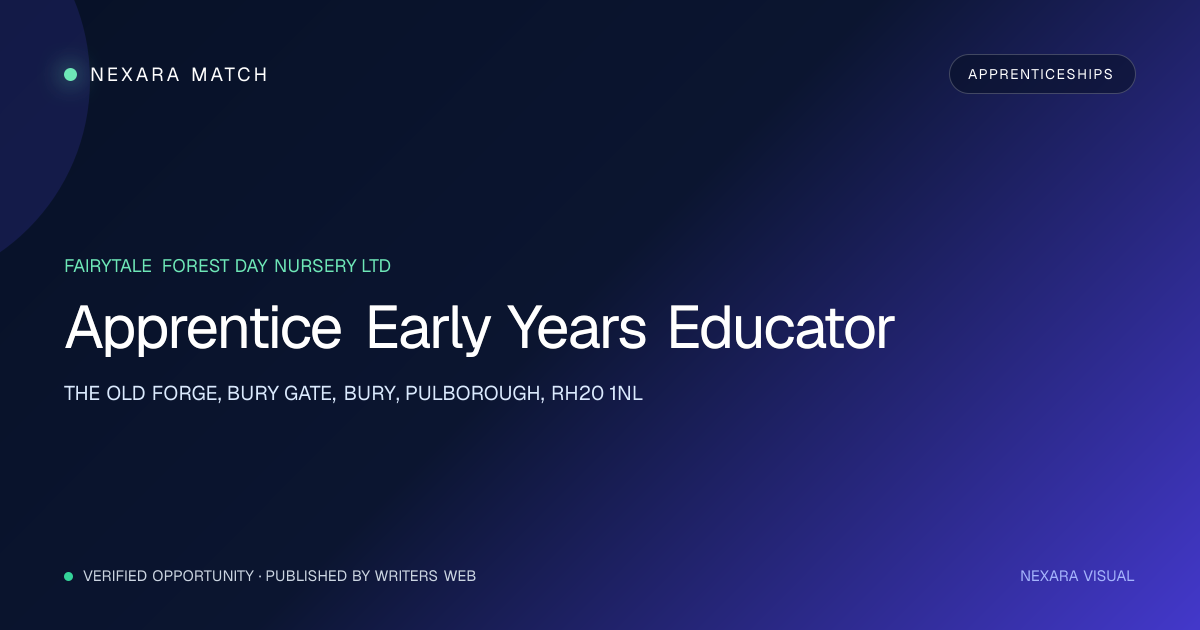 Apprentice Early Years Educator NEXARA Match opportunity visual