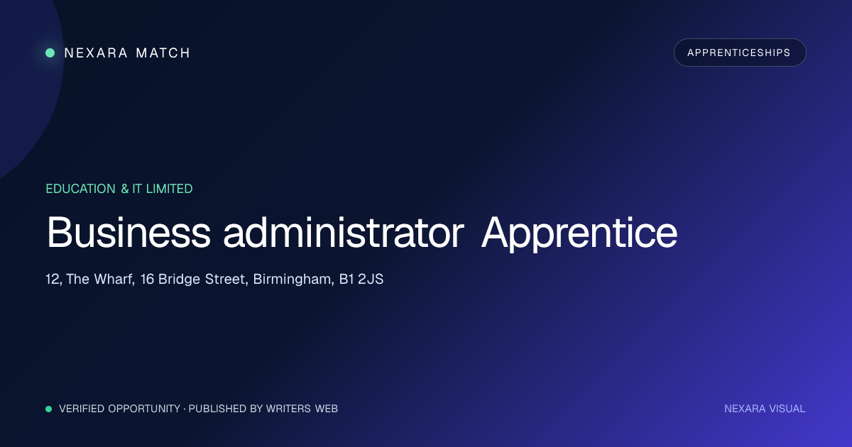 Business administrator Apprentice NEXARA Match opportunity visual