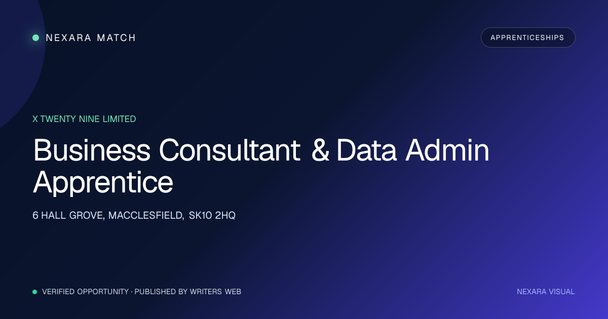 Business Consultant & Data Admin Apprentice NEXARA Match opportunity visual