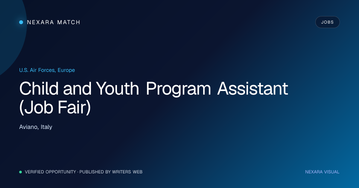 Child and Youth Program Assistant (Job Fair) NEXARA Match opportunity visual