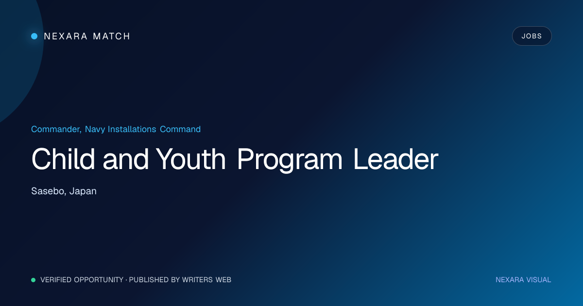Child and Youth Program Leader NEXARA Match opportunity visual