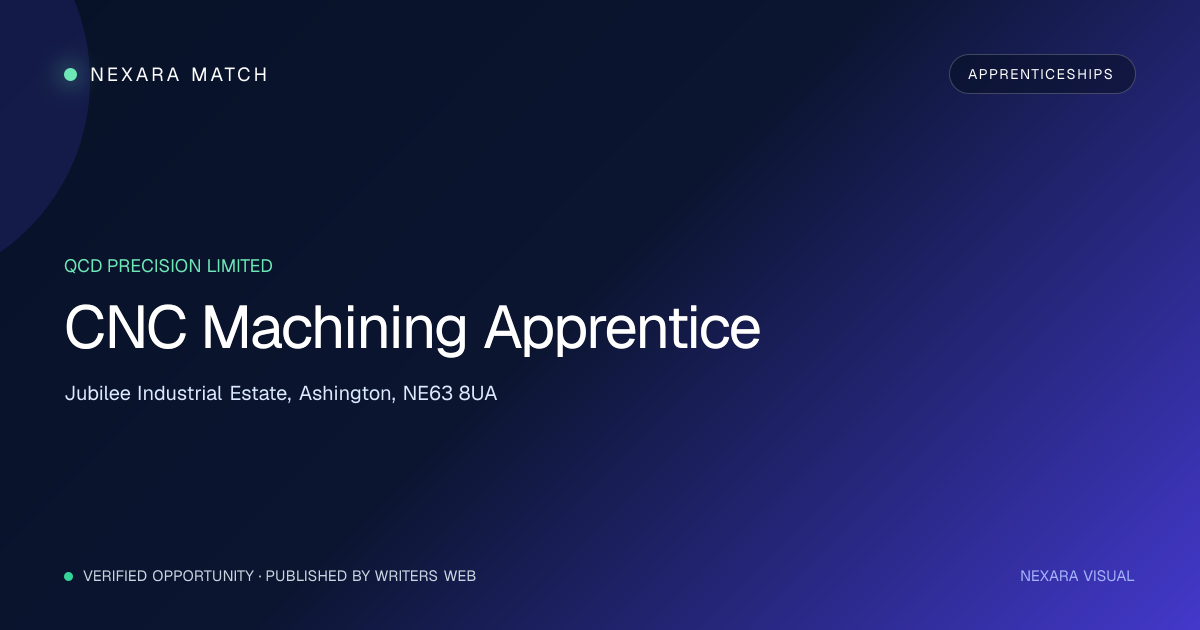 CNC Machining Apprentice NEXARA Match opportunity visual