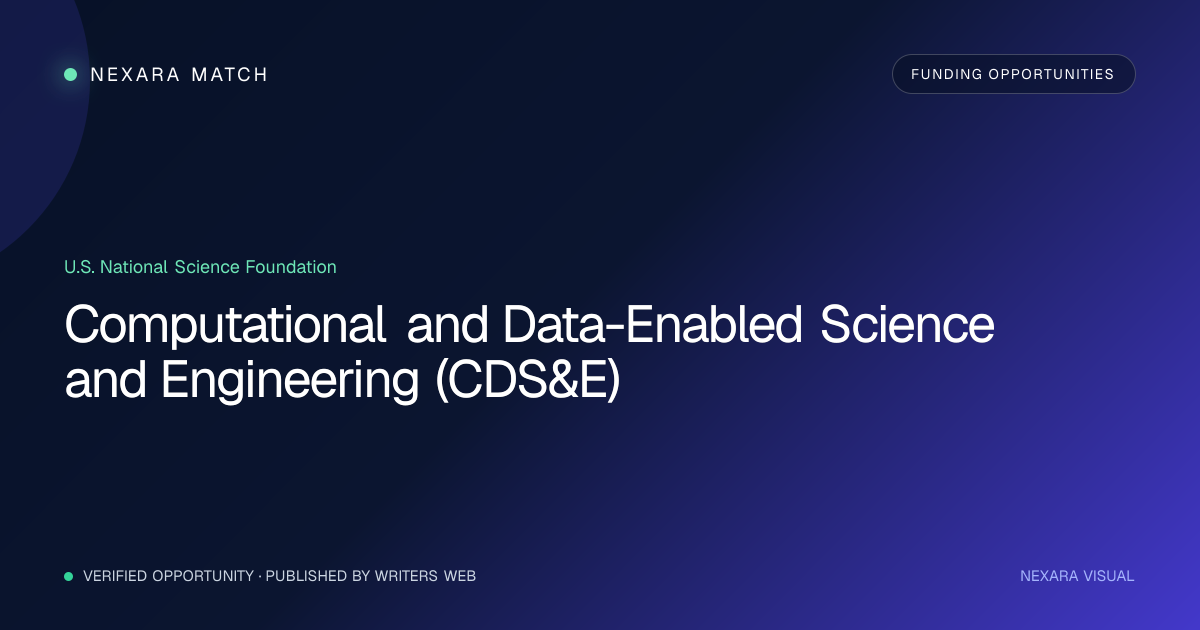Computational and Data-Enabled Science and Engineering (CDS&E) NEXARA Match opportunity visual