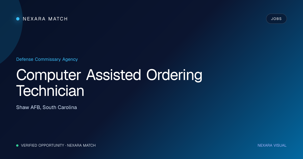 Computer Assisted Ordering Technician NEXARA Match opportunity visual