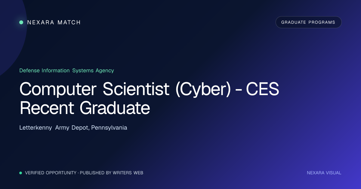 Computer Scientist (Cyber) - CES Recent Graduate NEXARA Match opportunity visual