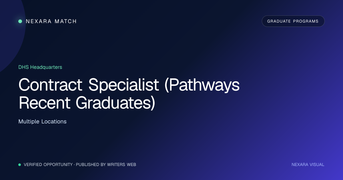 Contract Specialist (Pathways Recent Graduates) NEXARA Match opportunity visual