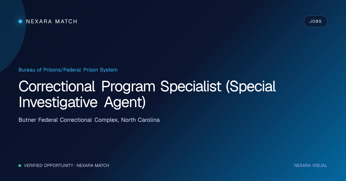 Correctional Program Specialist (Special Investigative Agent) NEXARA Match opportunity visual