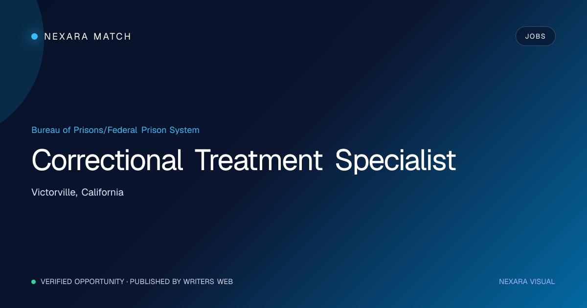 Correctional Treatment Specialist NEXARA Match opportunity visual