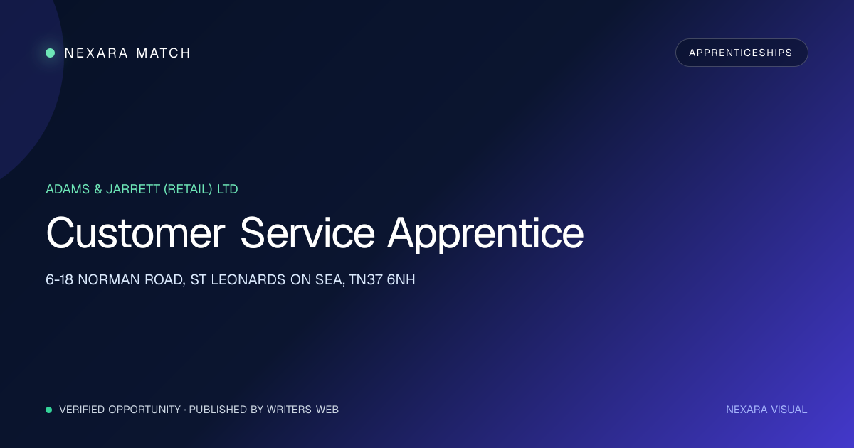 Customer Service Apprentice NEXARA Match opportunity visual