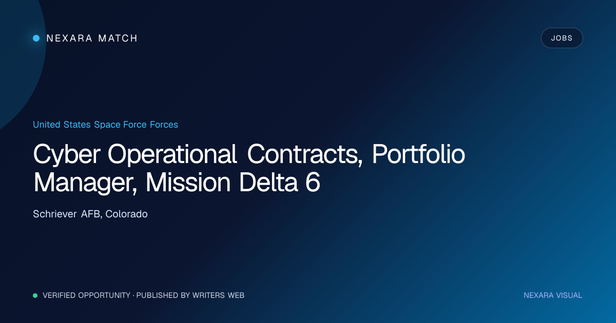 Cyber Operational Contracts, Portfolio Manager, Mission Delta 6 NEXARA Match opportunity visual