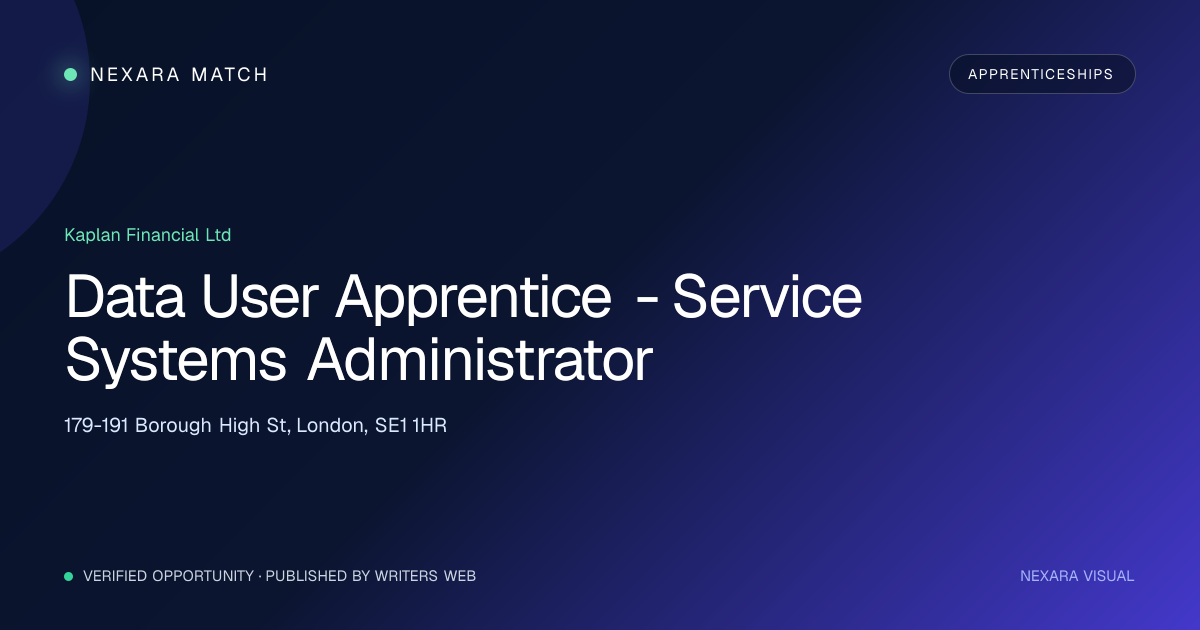 Data User Apprentice - Service Systems Administrator NEXARA Match opportunity visual