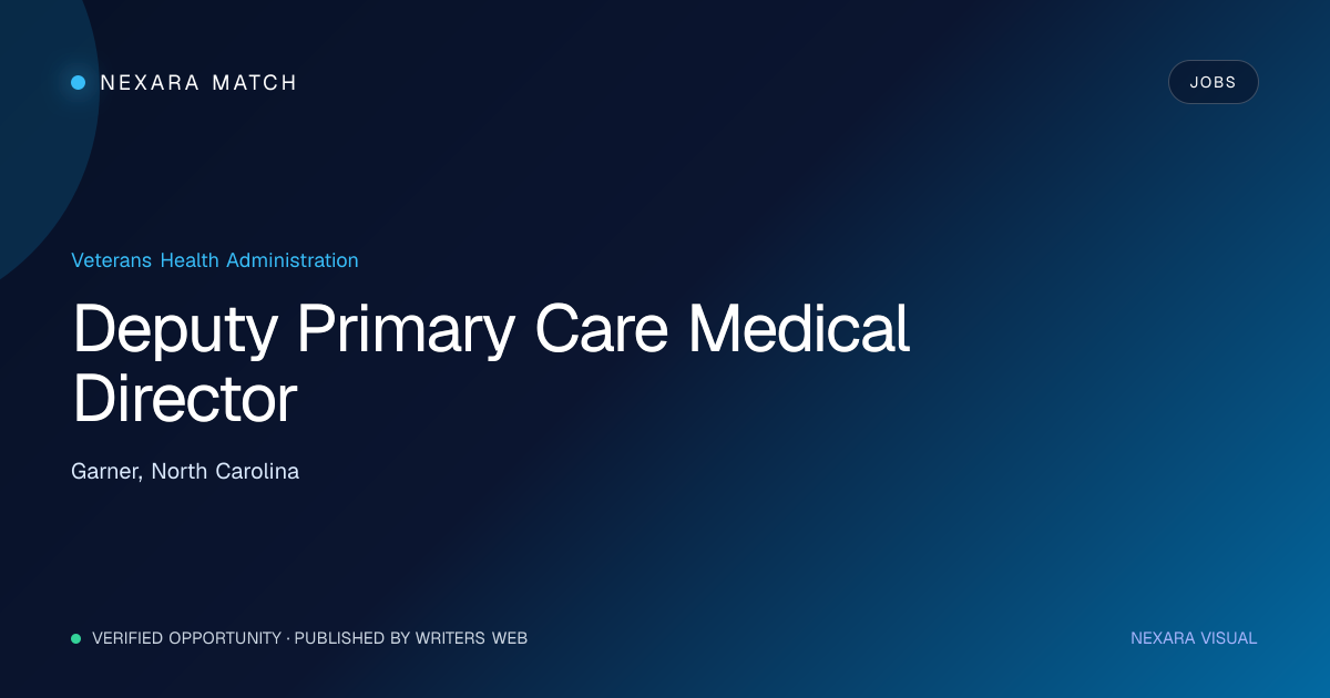 Deputy Primary Care Medical Director NEXARA Match opportunity visual