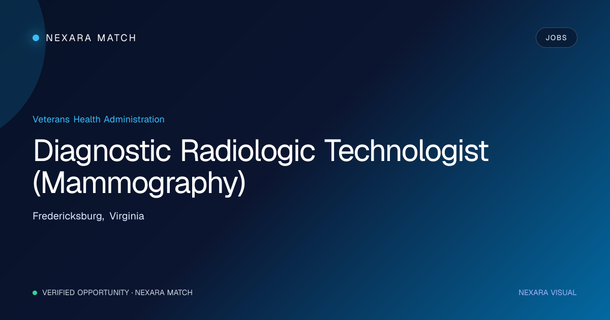 Diagnostic Radiologic Technologist (Mammography) NEXARA Match opportunity visual