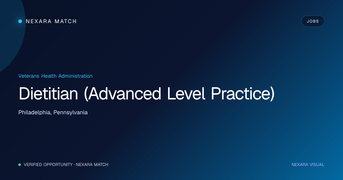 Dietitian (Advanced Level Practice) NEXARA Match opportunity visual
