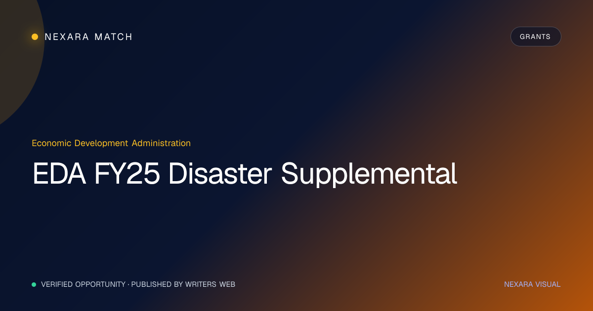 EDA FY25 Disaster Supplemental NEXARA Match opportunity visual