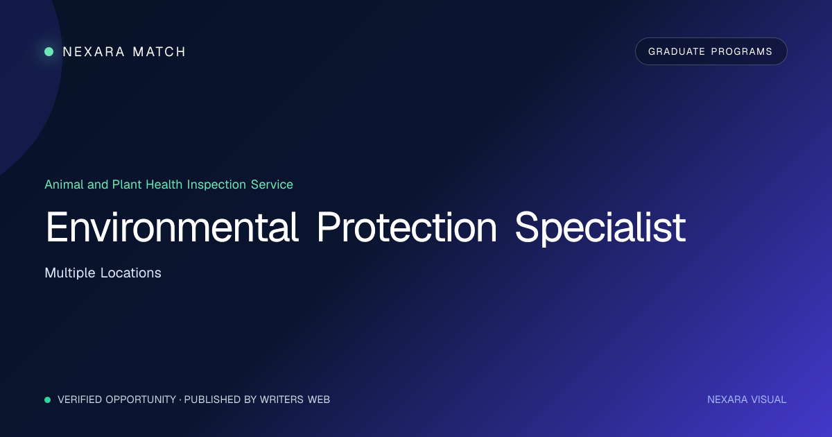 Environmental Protection Specialist NEXARA Match opportunity visual