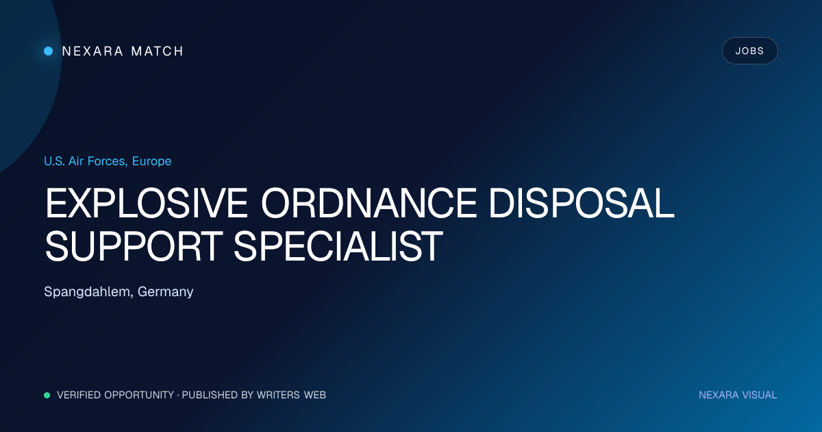 EXPLOSIVE ORDNANCE DISPOSAL SUPPORT SPECIALIST NEXARA Match opportunity visual