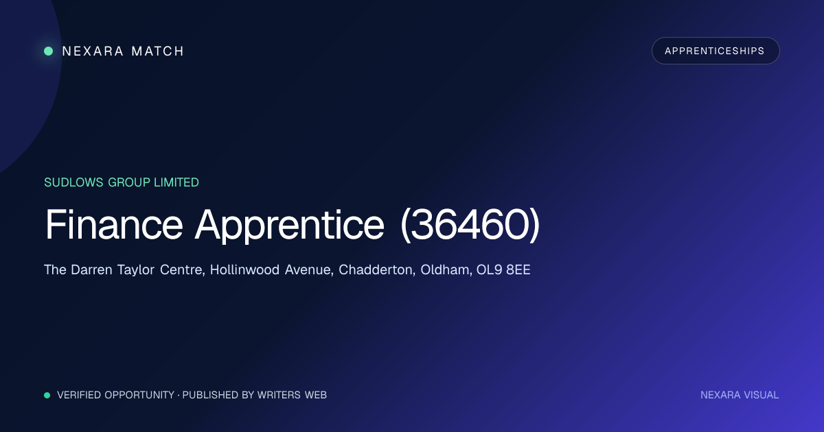 Finance Apprentice (36460) NEXARA Match opportunity visual