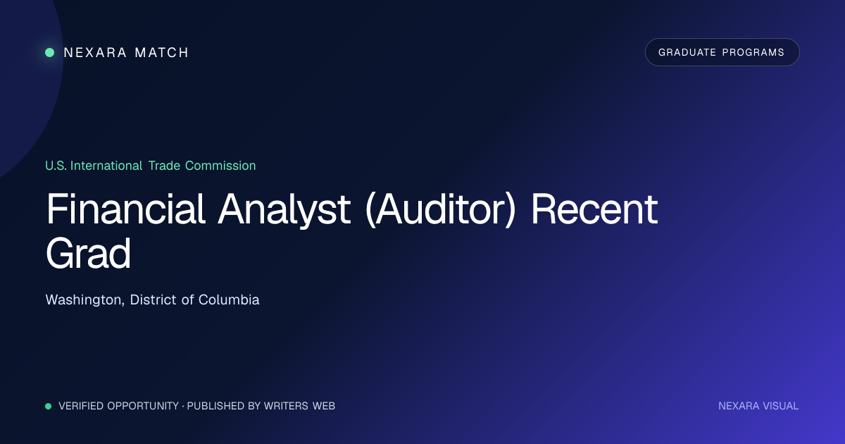 Financial Analyst (Auditor) Recent Grad NEXARA Match opportunity visual
