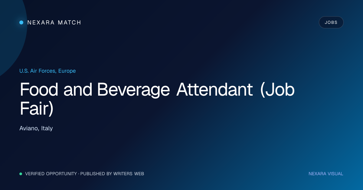 Food and Beverage Attendant (Job Fair) NEXARA Match opportunity visual