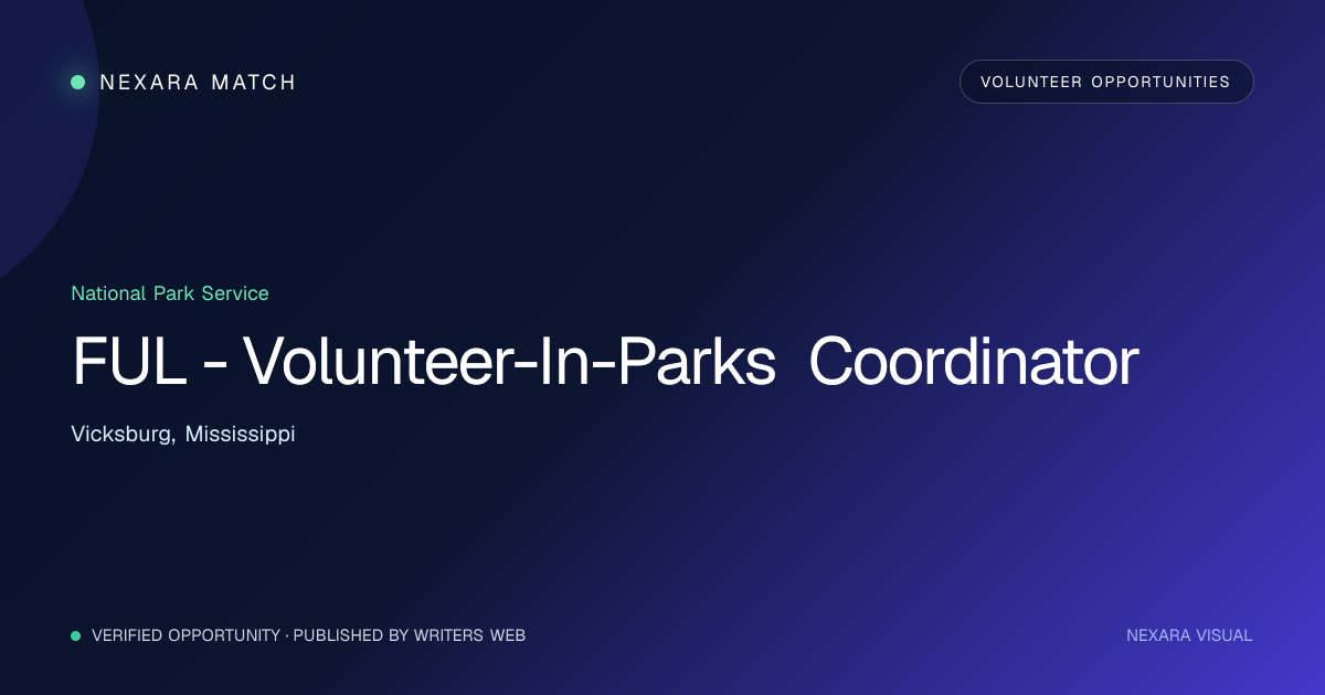 FUL - Volunteer-In-Parks Coordinator NEXARA Match opportunity visual