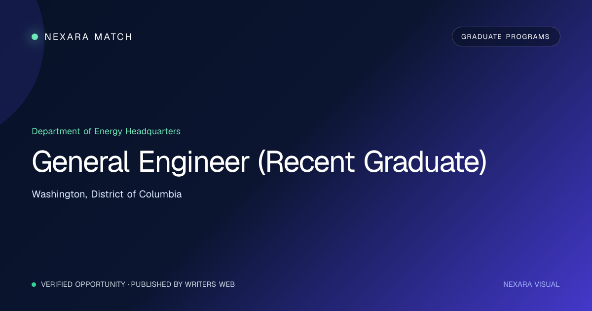 General Engineer (Recent Graduate) NEXARA Match opportunity visual