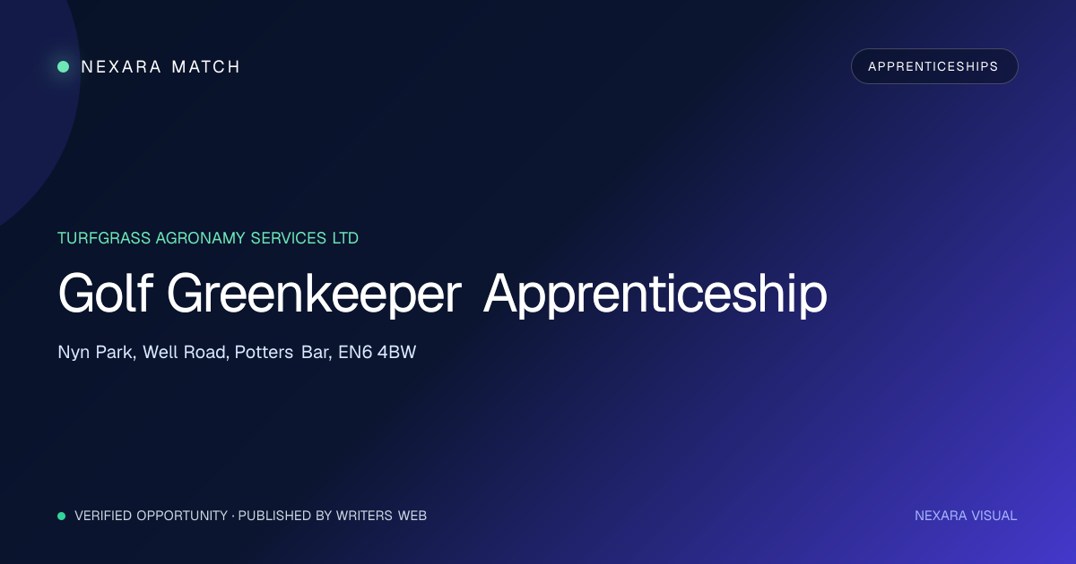 Golf Greenkeeper Apprenticeship NEXARA Match opportunity visual