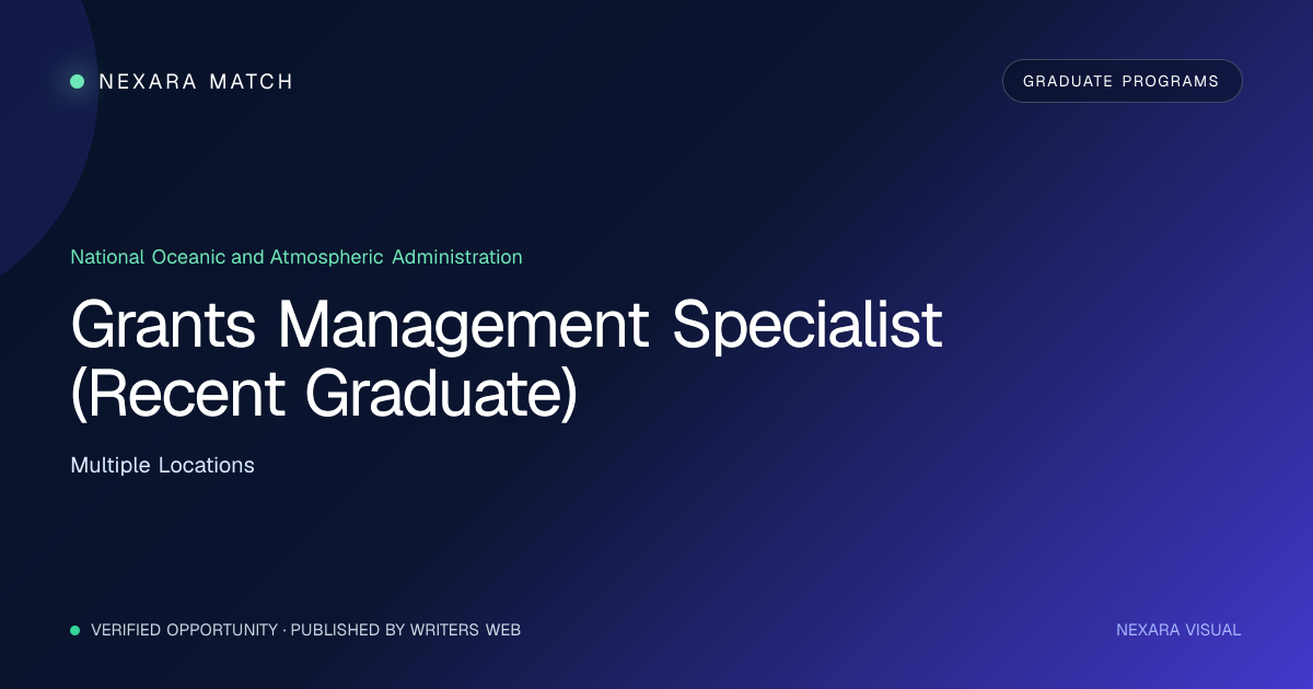 Grants Management Specialist (Recent Graduate) NEXARA Match opportunity visual