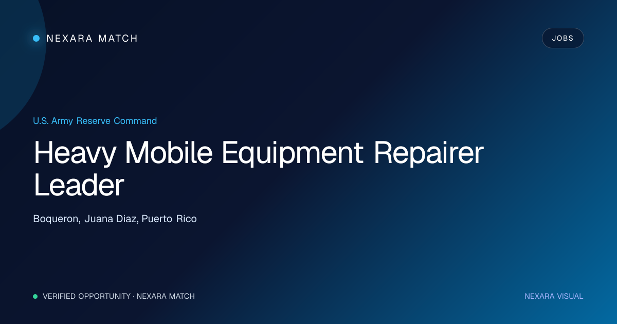 Heavy Mobile Equipment Repairer Leader NEXARA Match opportunity visual
