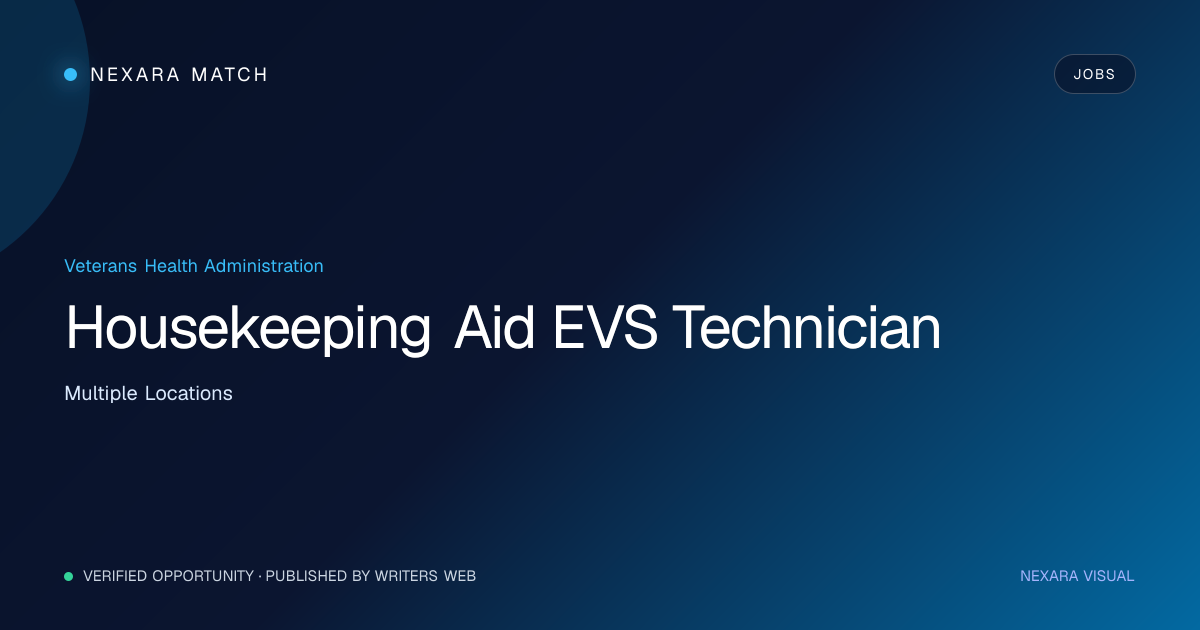 Housekeeping Aid EVS Technician NEXARA Match opportunity visual