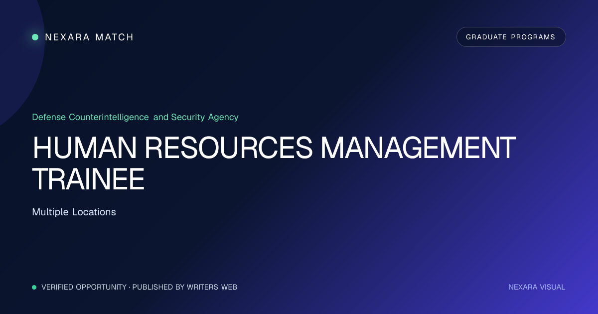 HUMAN RESOURCES MANAGEMENT TRAINEE NEXARA Match opportunity visual