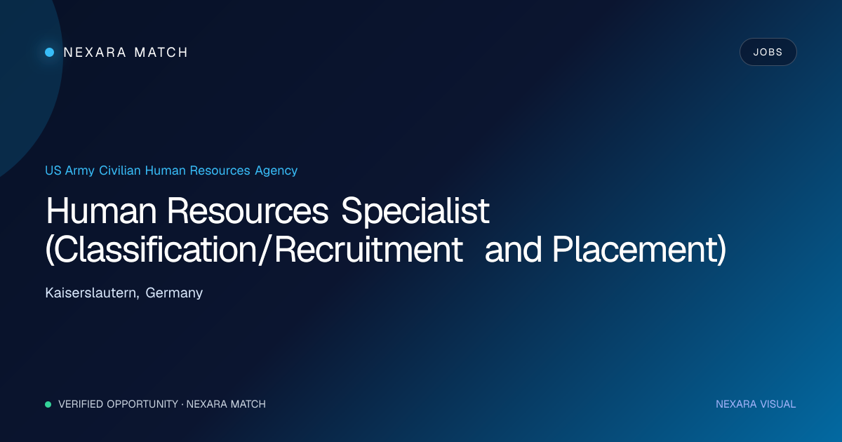 Human Resources Specialist (Classification/Recruitment and Placement) NEXARA Match opportunity visual