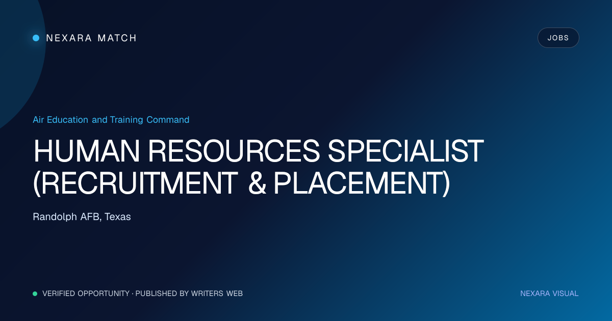 HUMAN RESOURCES SPECIALIST (RECRUITMENT & PLACEMENT) NEXARA Match opportunity visual