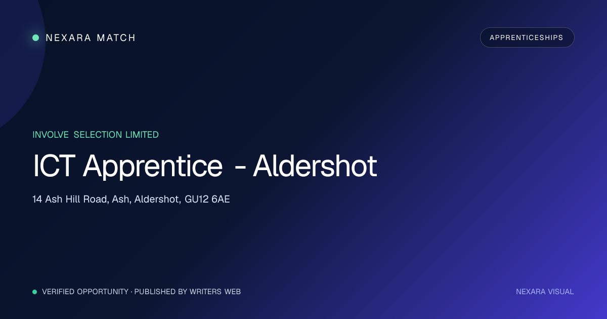 ICT Apprentice - Aldershot NEXARA Match opportunity visual