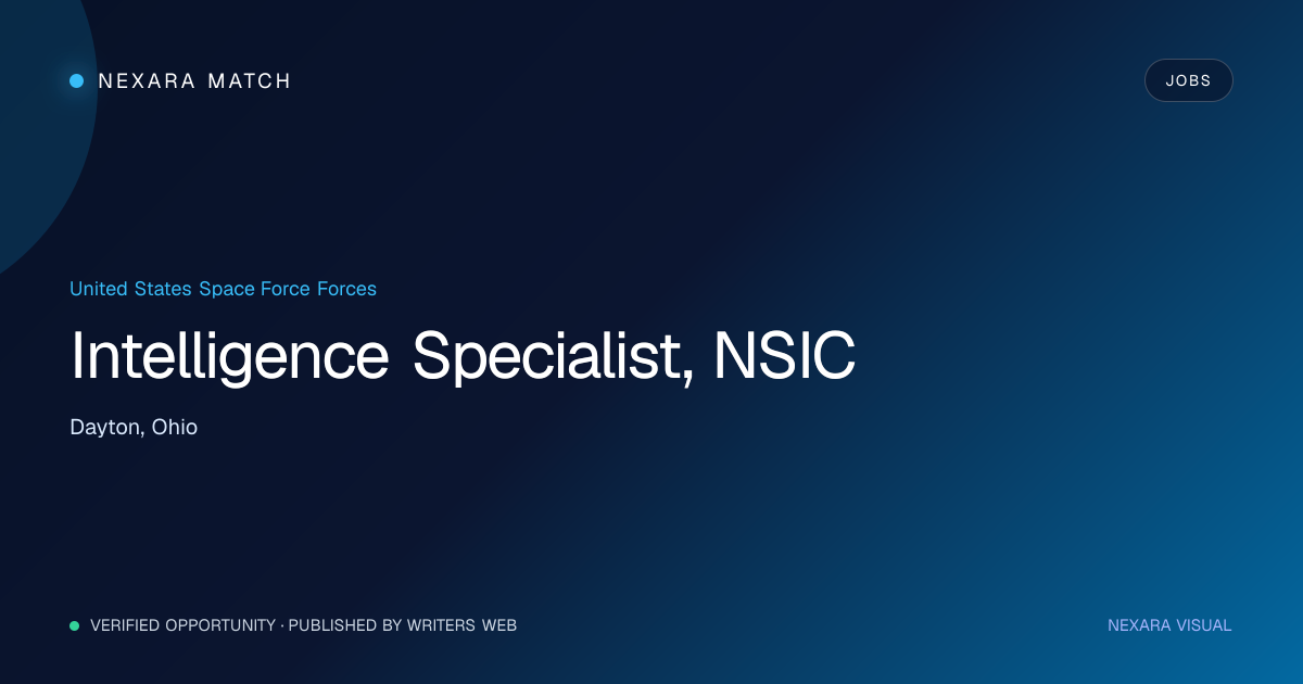 Intelligence Specialist, NSIC NEXARA Match opportunity visual