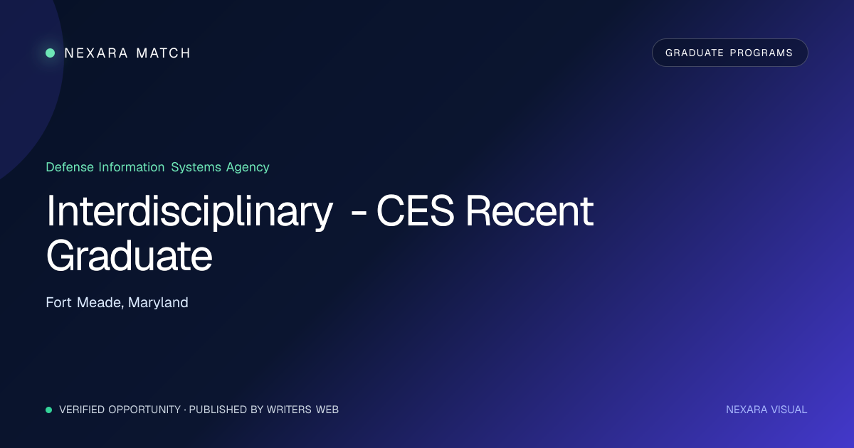 Interdisciplinary - CES Recent Graduate NEXARA Match opportunity visual