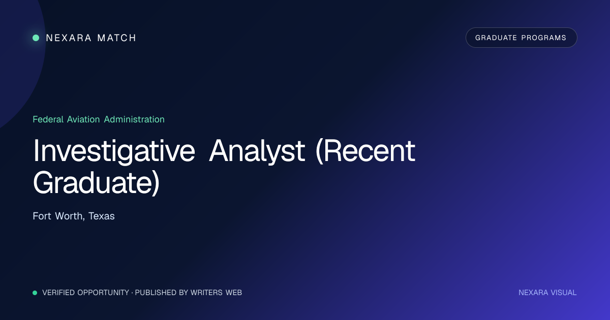 Investigative Analyst (Recent Graduate) NEXARA Match opportunity visual