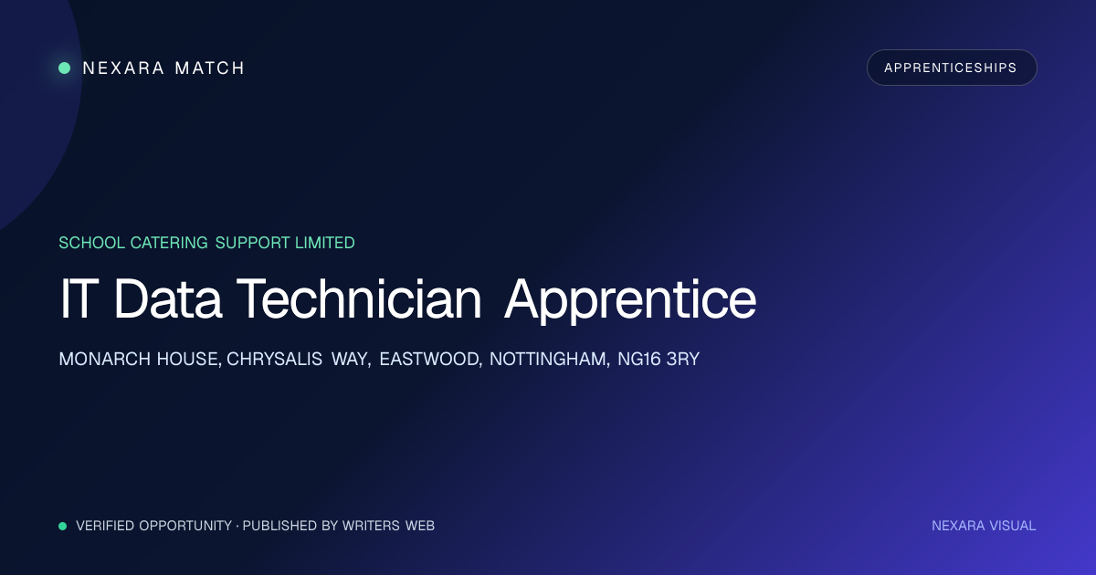 IT Data Technician Apprentice NEXARA Match opportunity visual