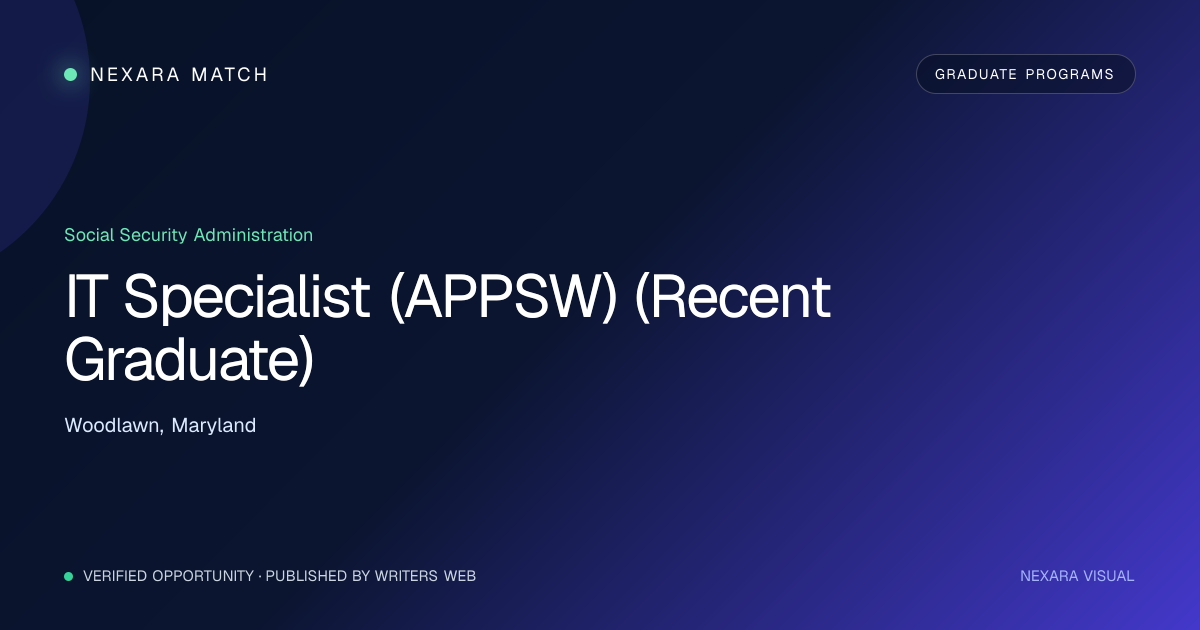 IT Specialist (APPSW) (Recent Graduate) NEXARA Match opportunity visual