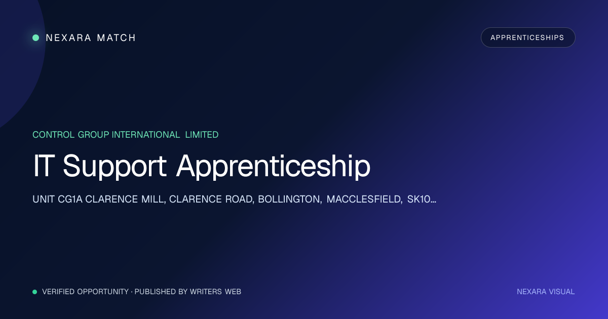IT Support Apprenticeship NEXARA Match opportunity visual