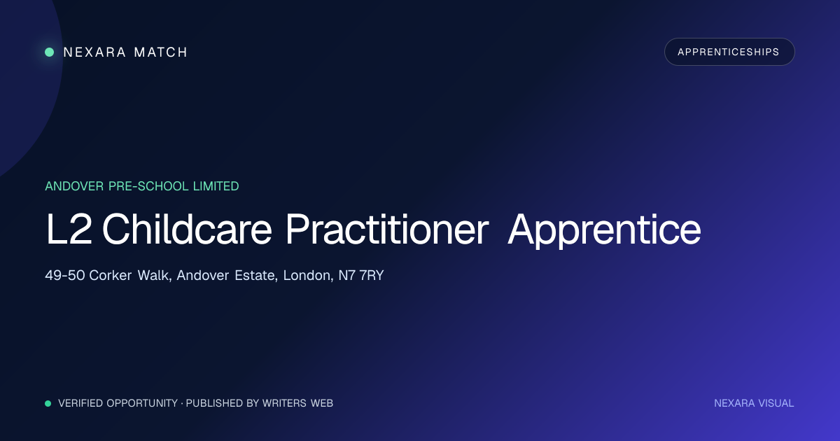 L2 Childcare Practitioner Apprentice NEXARA Match opportunity visual